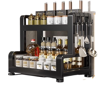 Επιτραπέζια διπλής στρώσης ξυλάκια αλατιού, ράφι αποθήκευσης μαχαιριών, πολυλειτουργικό ράφι καρυκευμάτων Hongdong, κουτί αποθήκευσης κουζίνας