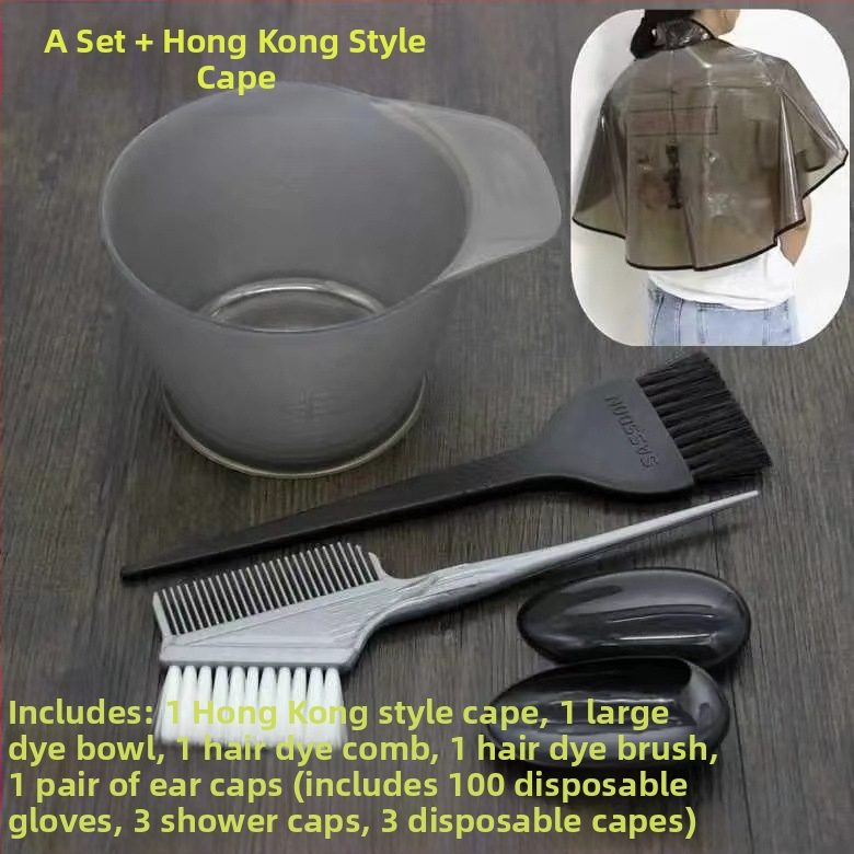 Plaukų dažymo įrankiai, tinkantys buitiniam aliejaus apdorojimui, skara, didelis plaukų dažymo dubuo, šukos, profesionalūs plaukų produktai, minkštas šepetys, ausų kaukė