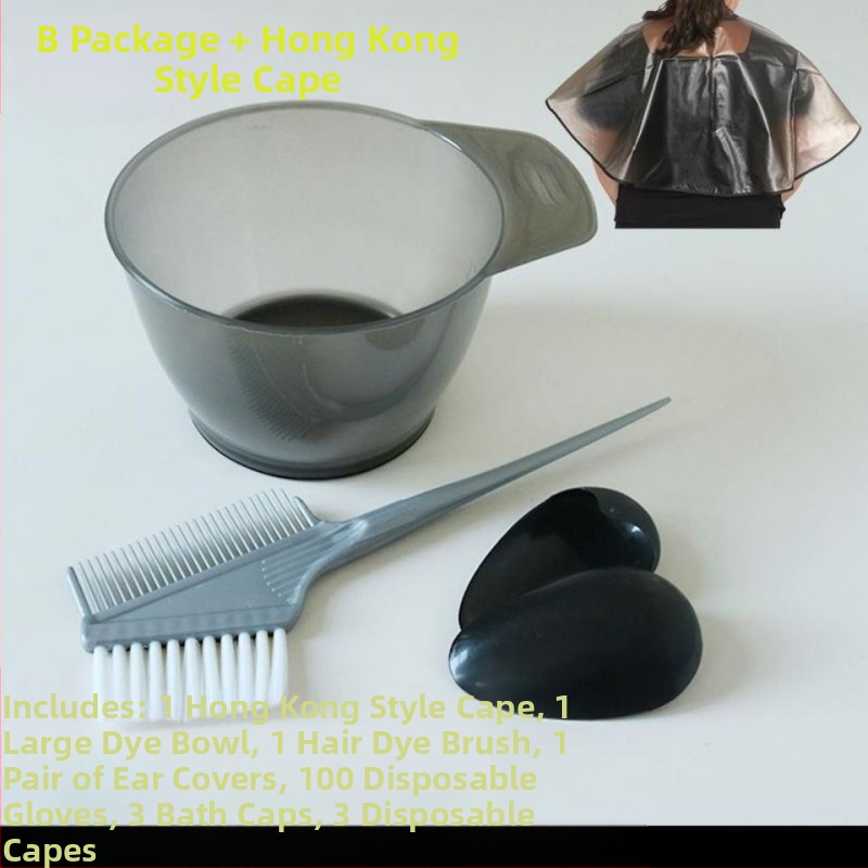 Plaukų dažymo įrankiai, tinkantys buitiniam aliejaus apdorojimui, skara, didelis plaukų dažymo dubuo, šukos, profesionalūs plaukų produktai, minkštas šepetys, ausų kaukė