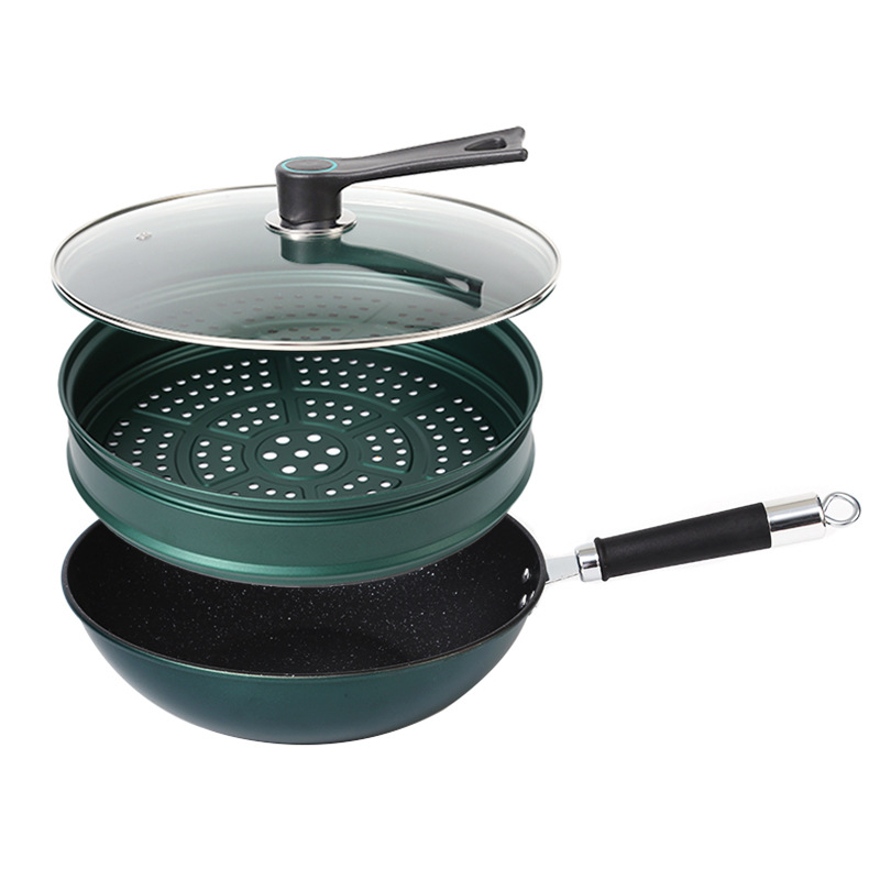 Tehase otsemüük majapidamises kasutatava maifani kiviauruti wok majapidamises kasutatav lame mittenakkuva panniga pliit universaalne libisemiskindla käepidemega hulgimüük