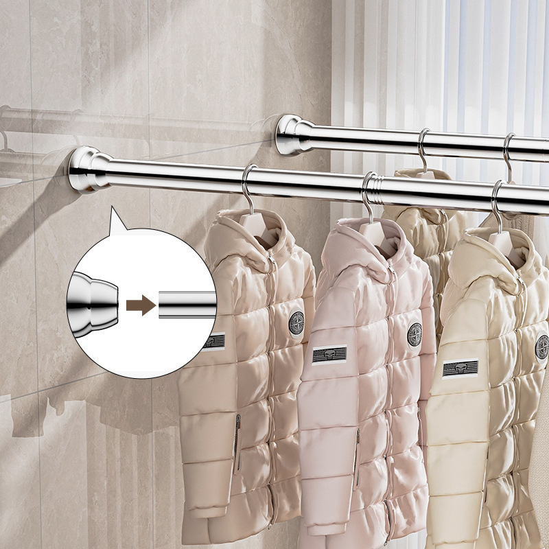 Piiriülene teleskoopiline pesukuivatusvarras ilma augustamise ja ühendamiseta, kapi riidepuu tugivarras, vannitoa dušikardina varras, pesukuivatusrest