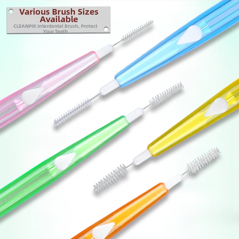 Europietiški ir amerikietiški tarpdančių šepetėliai, 60 dalių stūmimo-traukimo tarpdančių šepetėliai, ortodontinis dantų šepetėlis, korėjietiškas nerūdijančio plieno minkštų šerelių tarpdančių šepetėliai