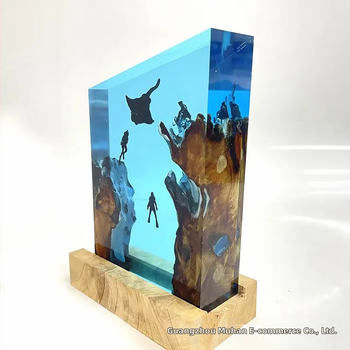 Νυχτερινό φως από ρητίνη για δύτες και ακτίνες μάντα, καταδύσεις, εξερεύνηση βαθέων υδάτων, εξατομικευμένη ξύλινη λάμπα, διακόσμηση σπιτιού, δώρο