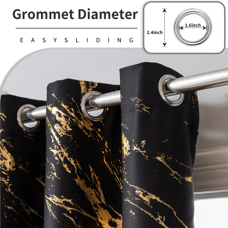 Aukšto tikslumo, aukso ir sidabro folijos marmurinės, tarpsieninės, tamsinančios užuolaidos su skylutėmis svetainei, apsaugančios nuo saulės, apdailos užuolaidos