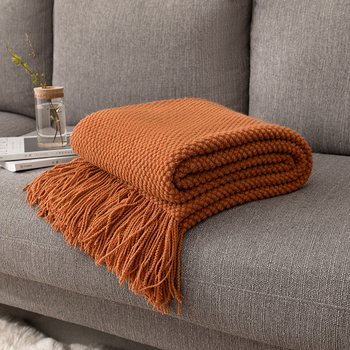 Kašmyro tipo paprastas keturių metų laikų universalus sofos antklodė, šiaurietiško stiliaus kutais dekoruota lovos antklodė, dekoratyvinė kambario antklodė su oro kondicionieriumi.