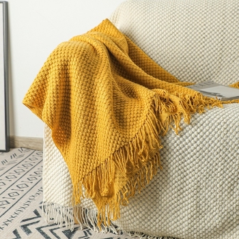 Kašmyro tipo paprastas keturių metų laikų universalus sofos antklodė, šiaurietiško stiliaus kutais dekoruota lovos antklodė, dekoratyvinė kambario antklodė su oro kondicionieriumi.