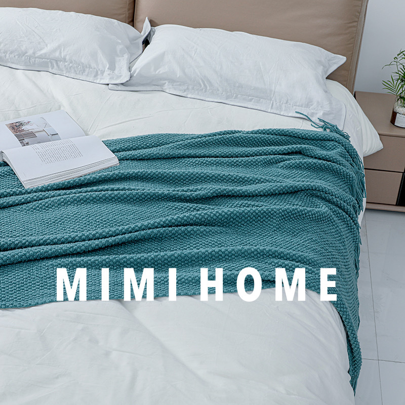 Kašmyro tipo paprastas keturių metų laikų universalus sofos antklodė, šiaurietiško stiliaus kutais dekoruota lovos antklodė, dekoratyvinė kambario antklodė su oro kondicionieriumi.