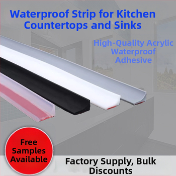 Silikoonist vettpidav riba valamu tööpindadele, isekleepuv L-kujuline köögivahe veetõke, vannitoa vettpidav riba, isekleepuv