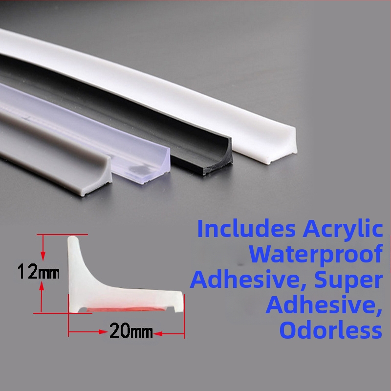 Silikoonist vettpidav riba valamu tööpindadele, isekleepuv L-kujuline köögivahe veetõke, vannitoa vettpidav riba, isekleepuv