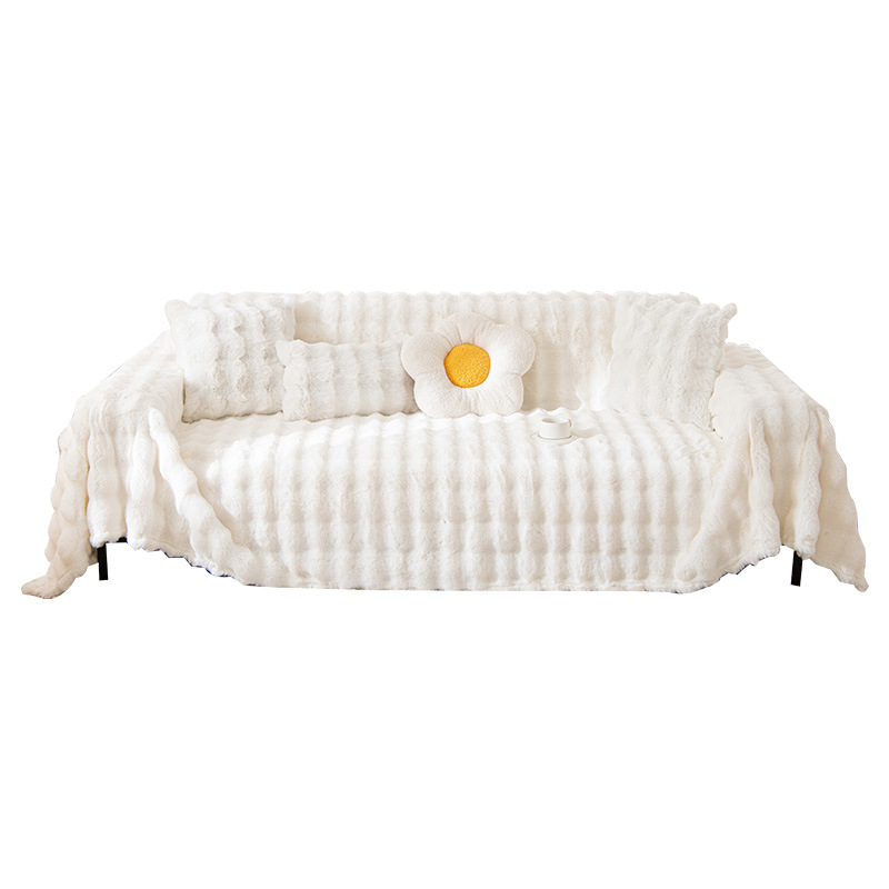 Зимен удебелен заек плюшен калъф за диван, висок клас одеяло за диван, универсален калъф за диван с пълно покритие, кърпа за диван