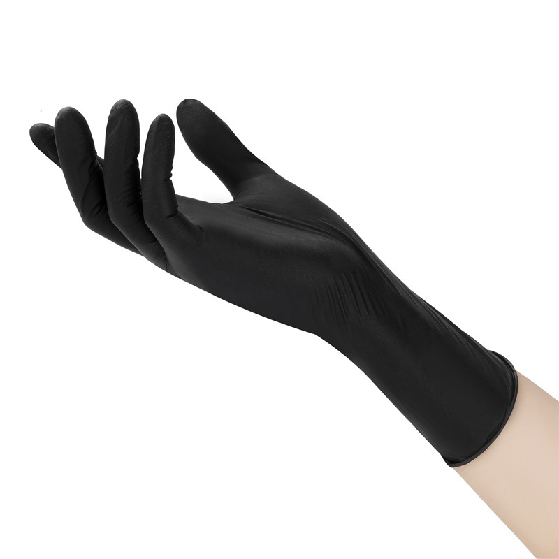 Γάντια νιτριλίου μιας χρήσης για διασυνοριακή χρήση, Ding Qing, μαύρα, υψηλής ελαστικότητας, αγγλικά προστατευτικά γάντια νιτριλίου από καουτσούκ