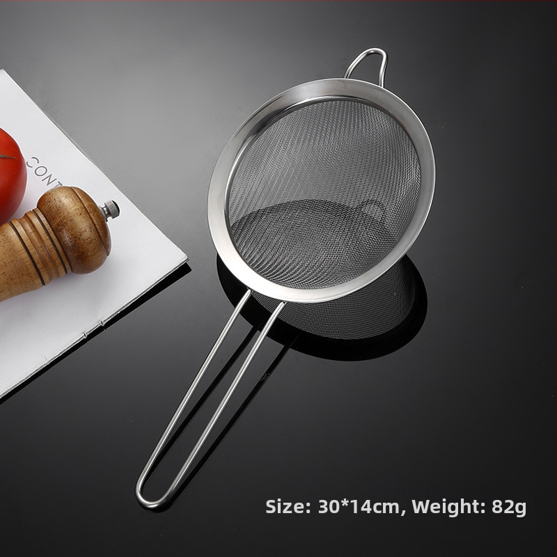 304 nerūdijančio plieno sietelis, vienos ausies, dviejų linijų, didelis kiaurasamtis, miltų tinklelis, sojų pieno sietelis, virtuvės aliejaus likučių tinklelis, aliejaus grotelės