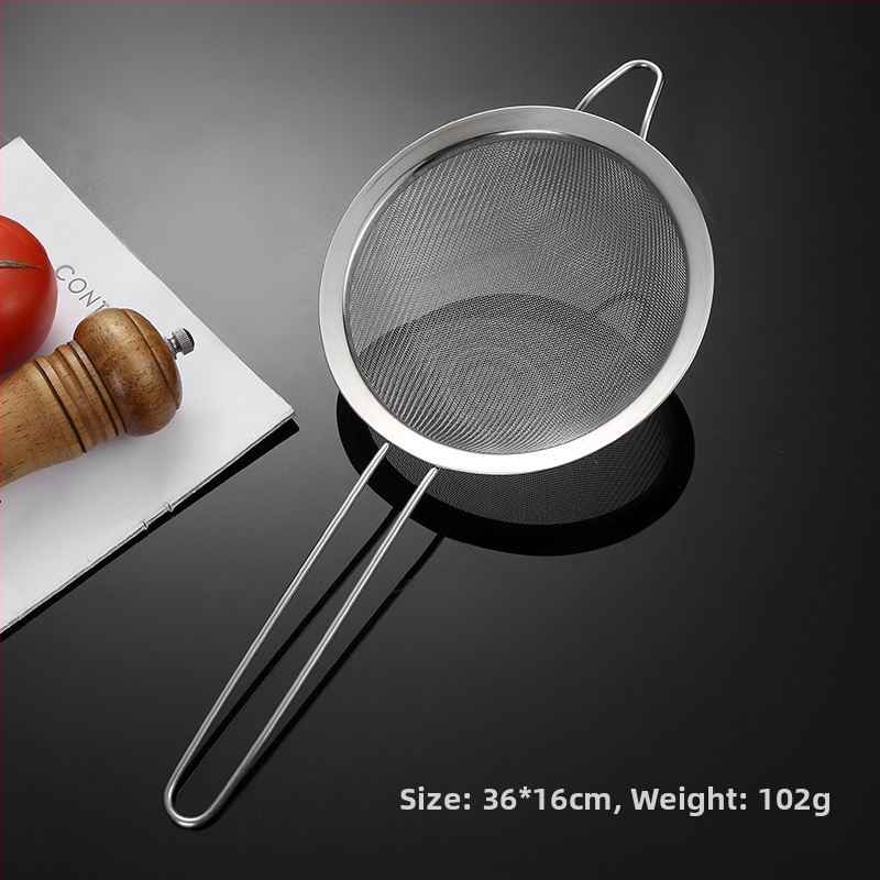 304 nerūdijančio plieno sietelis, vienos ausies, dviejų linijų, didelis kiaurasamtis, miltų tinklelis, sojų pieno sietelis, virtuvės aliejaus likučių tinklelis, aliejaus grotelės