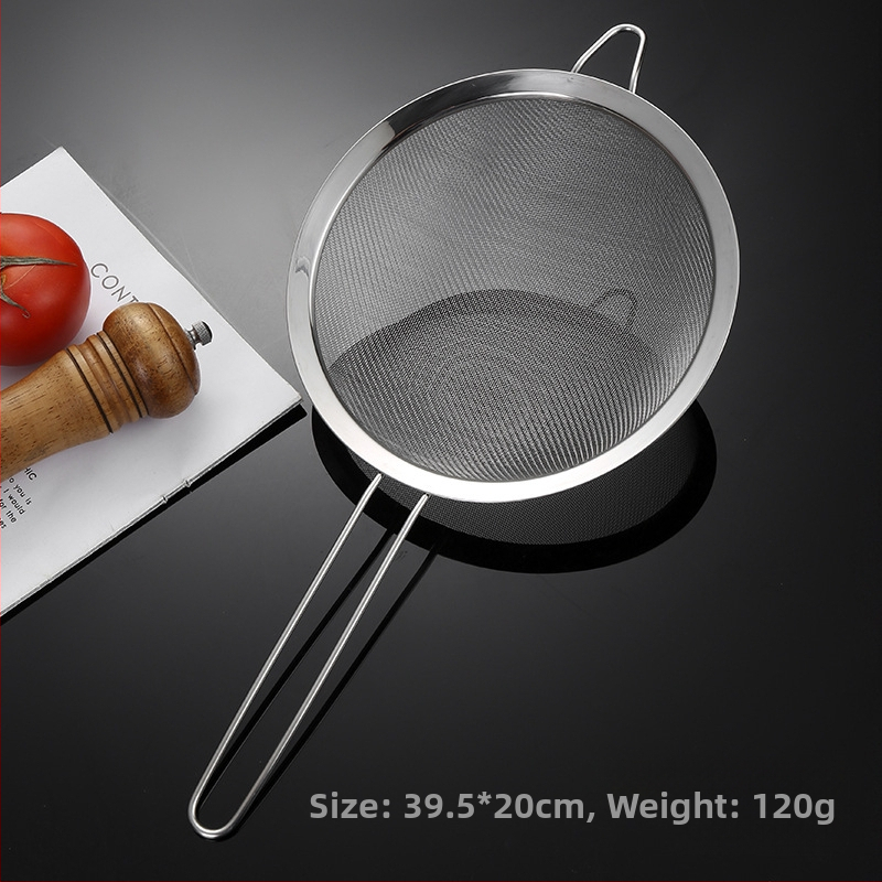 304 nerūdijančio plieno sietelis, vienos ausies, dviejų linijų, didelis kiaurasamtis, miltų tinklelis, sojų pieno sietelis, virtuvės aliejaus likučių tinklelis, aliejaus grotelės