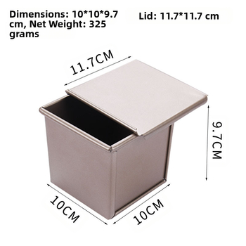 Neljepljiva kutija Tusi s poklopcem 350 g Kalup za tost Zlatni kalup za tost Veliki kalup za tost u obliku kocke vode