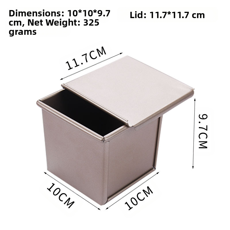 Neljepljiva kutija Tusi s poklopcem 350 g Kalup za tost Zlatni kalup za tost Veliki kalup za tost u obliku kocke vode