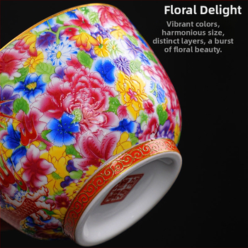 Emalio meistro puodelis, keraminis kung fu arbatos rinkinys, vieno puodelio, „Jianzha“ asmeninis arbatos degustacijos puodelis, „Cloisonne Palace“, dešimties tūkstančių gėlių didelis arbatos puodelis