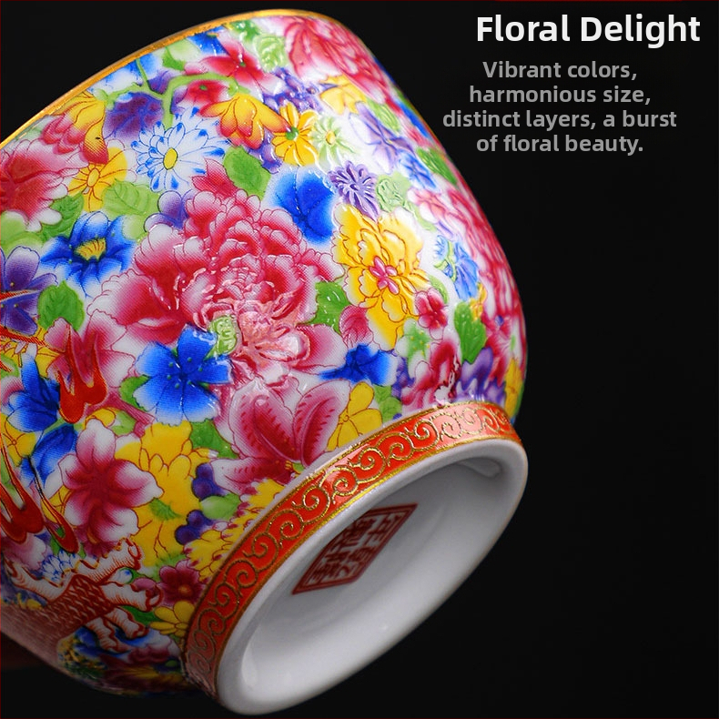 Enamel Master Cup keraamiline Kung Fu teekomplekt ühe tassi Jianzha personaalne tee degusteerimiskruus Cloisonne'i palee kümme tuhat lille suur teekruus