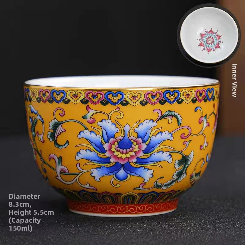 Emalio meistro puodelis, keraminis kung fu arbatos rinkinys, vieno puodelio, „Jianzha“ asmeninis arbatos degustacijos puodelis, „Cloisonne Palace“, dešimties tūkstančių gėlių didelis arbatos puodelis