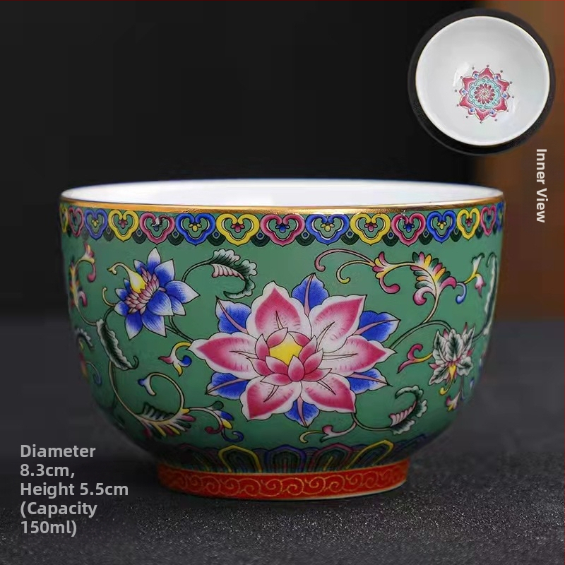 Emalio meistro puodelis, keraminis kung fu arbatos rinkinys, vieno puodelio, „Jianzha“ asmeninis arbatos degustacijos puodelis, „Cloisonne Palace“, dešimties tūkstančių gėlių didelis arbatos puodelis