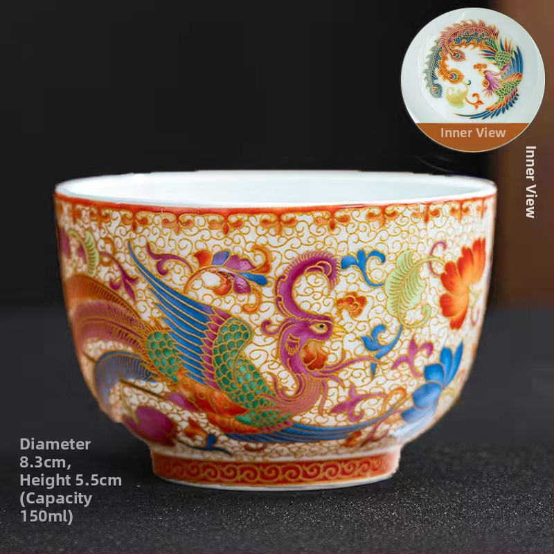 Emalio meistro puodelis, keraminis kung fu arbatos rinkinys, vieno puodelio, „Jianzha“ asmeninis arbatos degustacijos puodelis, „Cloisonne Palace“, dešimties tūkstančių gėlių didelis arbatos puodelis