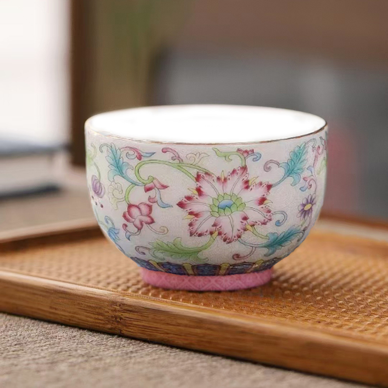 Emalio meistro puodelis, keraminis kung fu arbatos rinkinys, vieno puodelio, „Jianzha“ asmeninis arbatos degustacijos puodelis, „Cloisonne Palace“, dešimties tūkstančių gėlių didelis arbatos puodelis