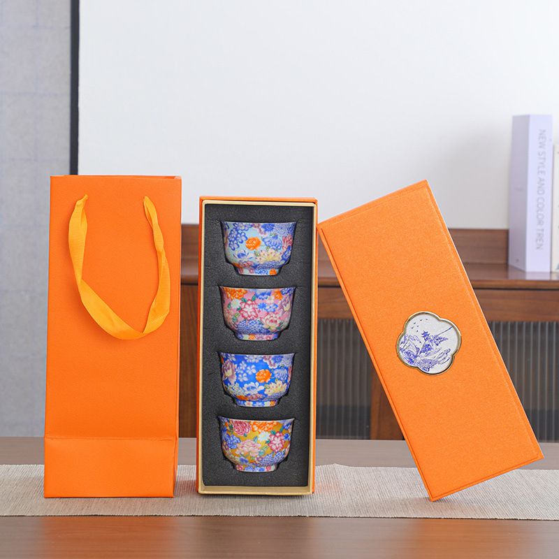 Emalio meistro puodelis, keraminis kung fu arbatos rinkinys, vieno puodelio, „Jianzha“ asmeninis arbatos degustacijos puodelis, „Cloisonne Palace“, dešimties tūkstančių gėlių didelis arbatos puodelis