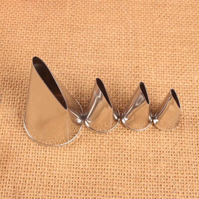 Sirge roosiga kinnitatud suu, 4-osaline kroonlehe suu, roostevabast terasest kreemikaunistustega küpsetamisvahend, eriti suur lame suu