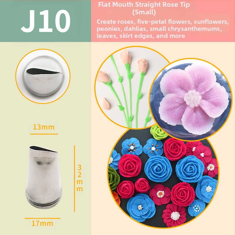 Sirge roosiga kinnitatud suu, 4-osaline kroonlehe suu, roostevabast terasest kreemikaunistustega küpsetamisvahend, eriti suur lame suu