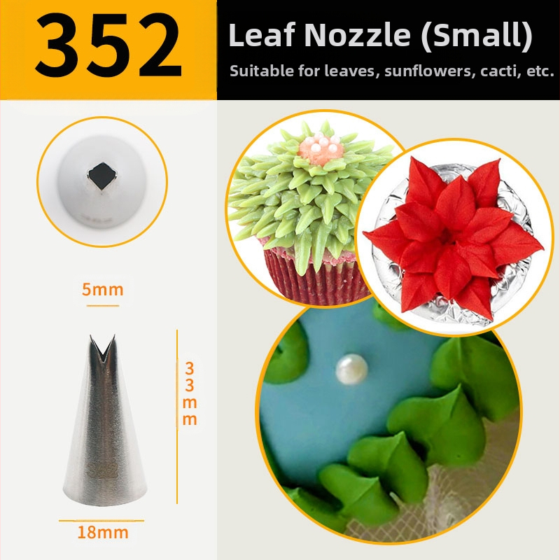 Sirge roosiga kinnitatud suu, 4-osaline kroonlehe suu, roostevabast terasest kreemikaunistustega küpsetamisvahend, eriti suur lame suu