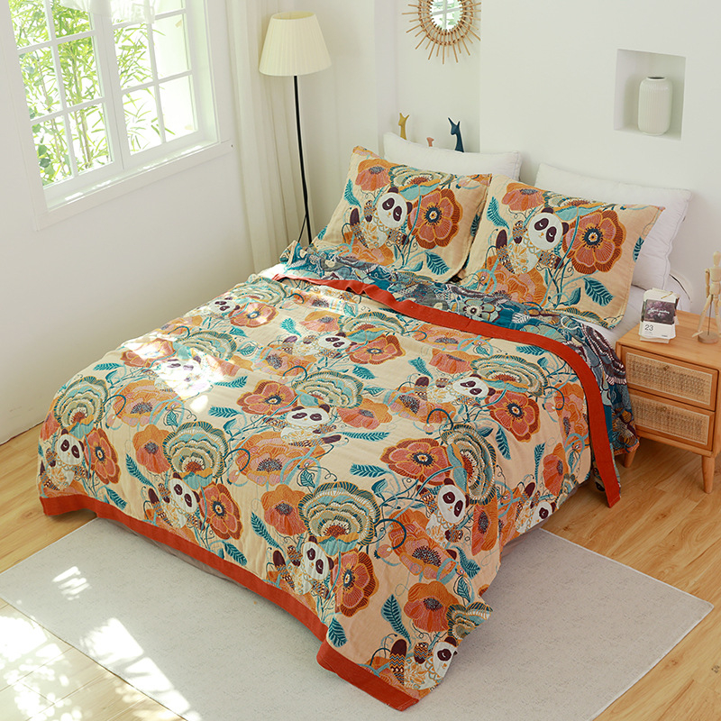 Ljetni petoslojni gaza ručnik deka vanjska trgovina 2025 nova uredska deka za spavanje pamučna deka za klima uređaj veleprodaja