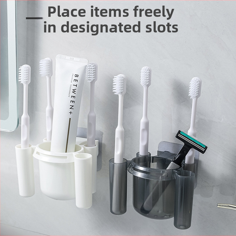 Pramušamas aukščiausios klasės tualeto dantų pastos, dantų šepetėlių laikymo stovas vonios kambario plovimo stalui, organizuojančiam artefaktų kostiumą, dantų pastos stovas