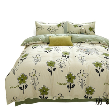 „Ding Color Small Fresh INS Style“ medvilnės ir lino odos draugiškas medvilnės šlifavimo vilnos augalinio šilkmedžio šilko keturių dalių komplektas studentų bendrabučio trijų dalių komplektas