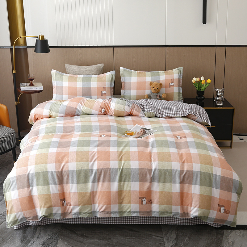 „Ding Color Small Fresh INS Style“ medvilnės ir lino odos draugiškas medvilnės šlifavimo vilnos augalinio šilkmedžio šilko keturių dalių komplektas studentų bendrabučio trijų dalių komplektas