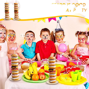 Нова дървена поставка за понички с цвят на слива, подходяща за сватбено рожден ден