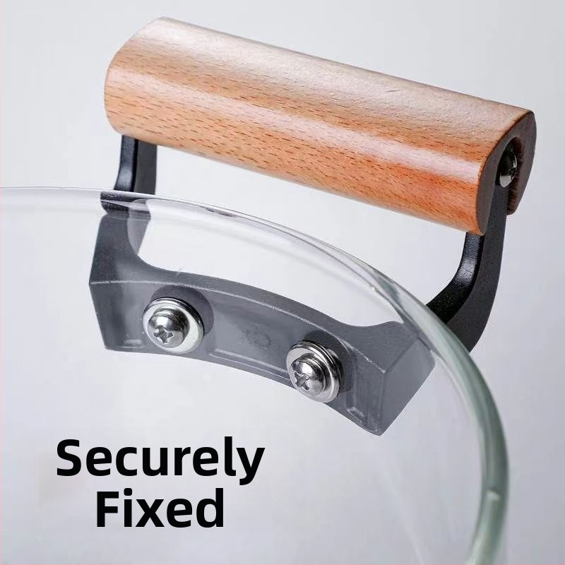 Стъклена тенджера, високо боросиликатно стъкло, тенджера за супа, тенджера за яхния с дървена дръжка, тенджера за мляко с капак, поддържа Temu Dropshipping, тенджера с двойно ухо, отворен пламък