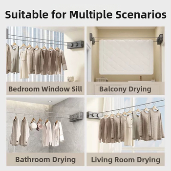 Nematoma skalbinių virvė patalpoje be perforatorių balkone nematoma ištraukiama drabužių džiovinimo artefaktas vonios kambario drabužių džiovyklės vielinė virvė