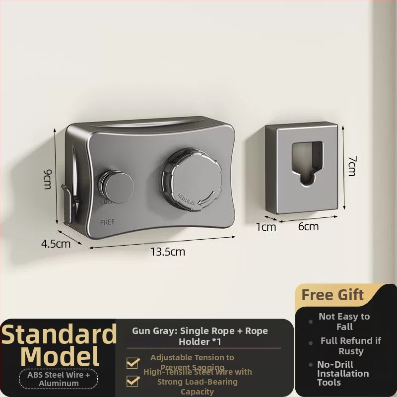 Nematoma skalbinių virvė patalpoje be perforatorių balkone nematoma ištraukiama drabužių džiovinimo artefaktas vonios kambario drabužių džiovyklės vielinė virvė