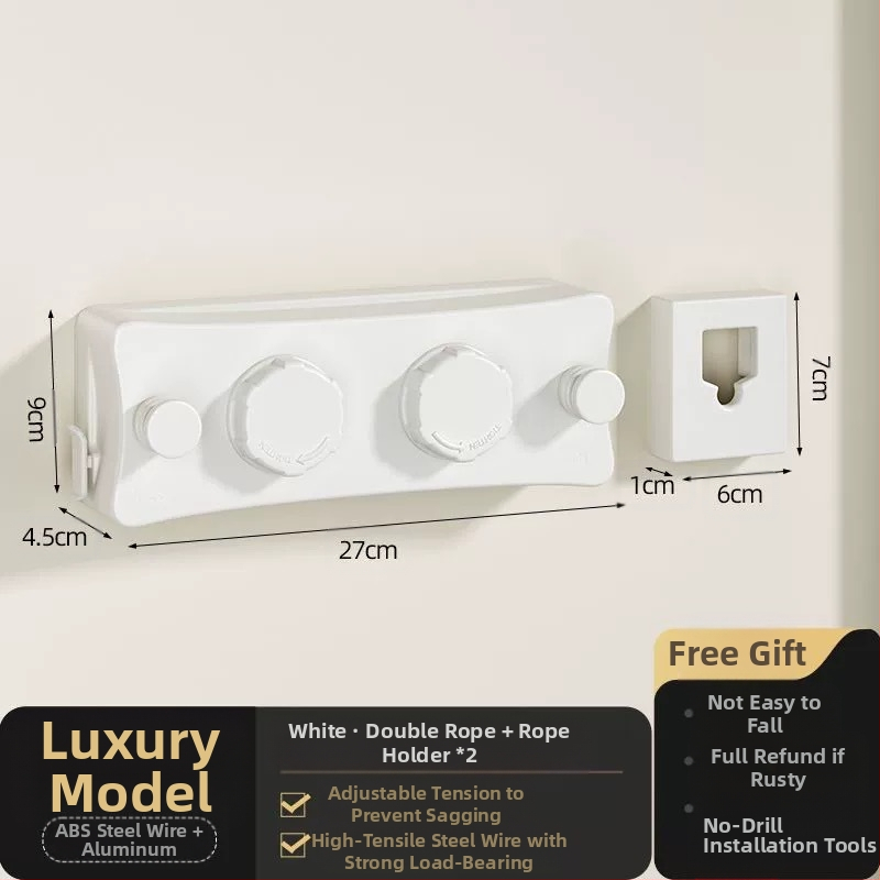 Nematoma skalbinių virvė patalpoje be perforatorių balkone nematoma ištraukiama drabužių džiovinimo artefaktas vonios kambario drabužių džiovyklės vielinė virvė