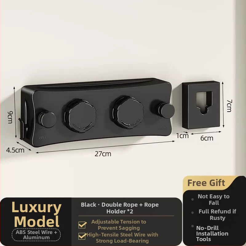 Nematoma skalbinių virvė patalpoje be perforatorių balkone nematoma ištraukiama drabužių džiovinimo artefaktas vonios kambario drabužių džiovyklės vielinė virvė