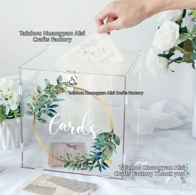Акрилен калъф за сватбени картички с ключалка за сватбено тържество, прозрачен калъф за картички, сватбена кутия за пари, кутия за подаръчни карти, парти консумативи