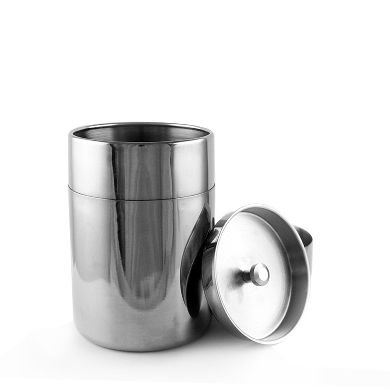 304 rozsdamentes acél teáskanna dupla fedéllel lezárt teáskanna univerzális teatartó hordozható utazószemcsés üveg lezárt üveg