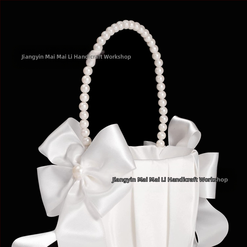 Сватбена кошница с цветя в западен стил, кошница с цветя за момиче с цветя, поръсена с цветя, сватбена кошница с цветя, поръсена с цветя, перлена ръчна кошница с цветя, перлена пеперуда