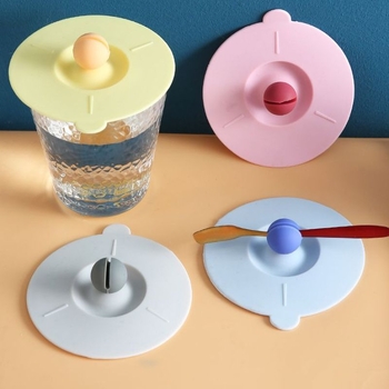 Στρογγυλό καπάκι σιλικόνης, κεραμικό καπάκι κύπελου, γυάλινο φλιτζάνι, αξεσουάρ τσαγιού, καπάκι κούπας σκόνης