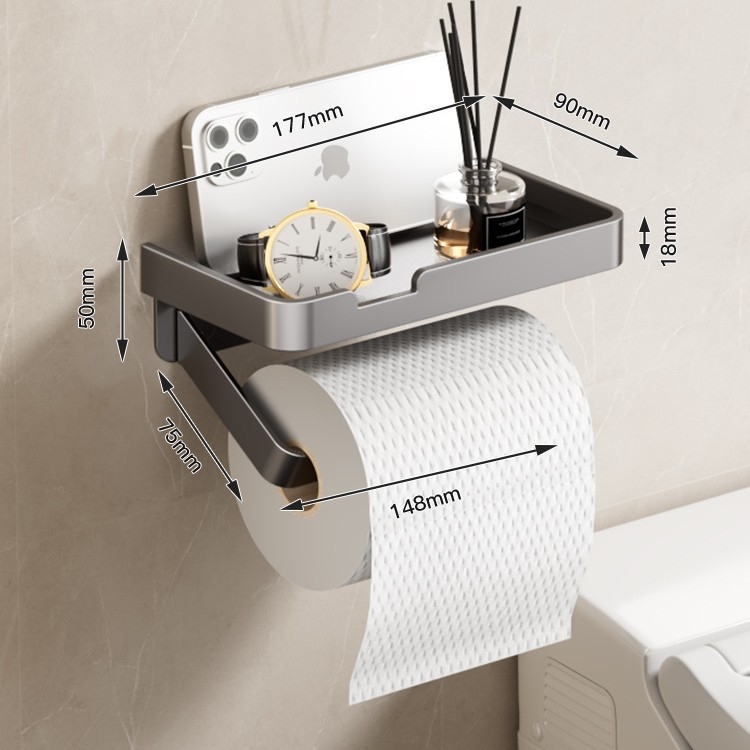 Tualetinio popieriaus dėžutė, prie sienos tvirtinama tualetinio popieriaus lentynėlė, vonios kambario tualetinio popieriaus laikiklis be perforatoriaus, ritininis popierius, tualetinio popieriaus laikymo lentynėlė
