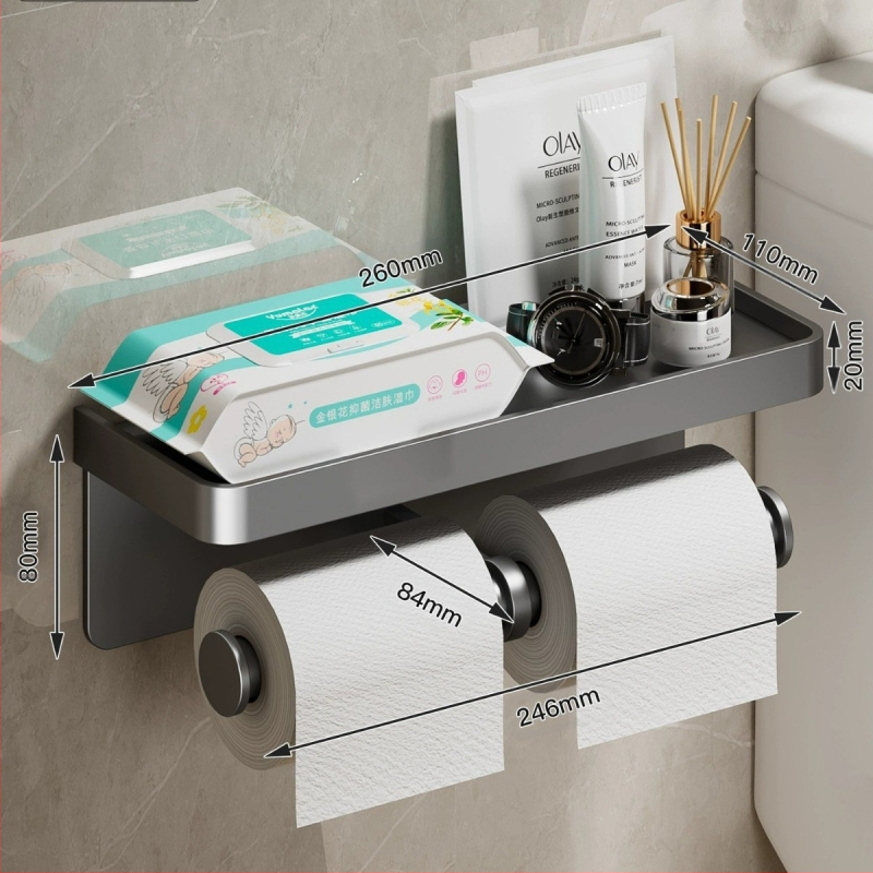 Tualetinio popieriaus dėžutė, prie sienos tvirtinama tualetinio popieriaus lentynėlė, vonios kambario tualetinio popieriaus laikiklis be perforatoriaus, ritininis popierius, tualetinio popieriaus laikymo lentynėlė