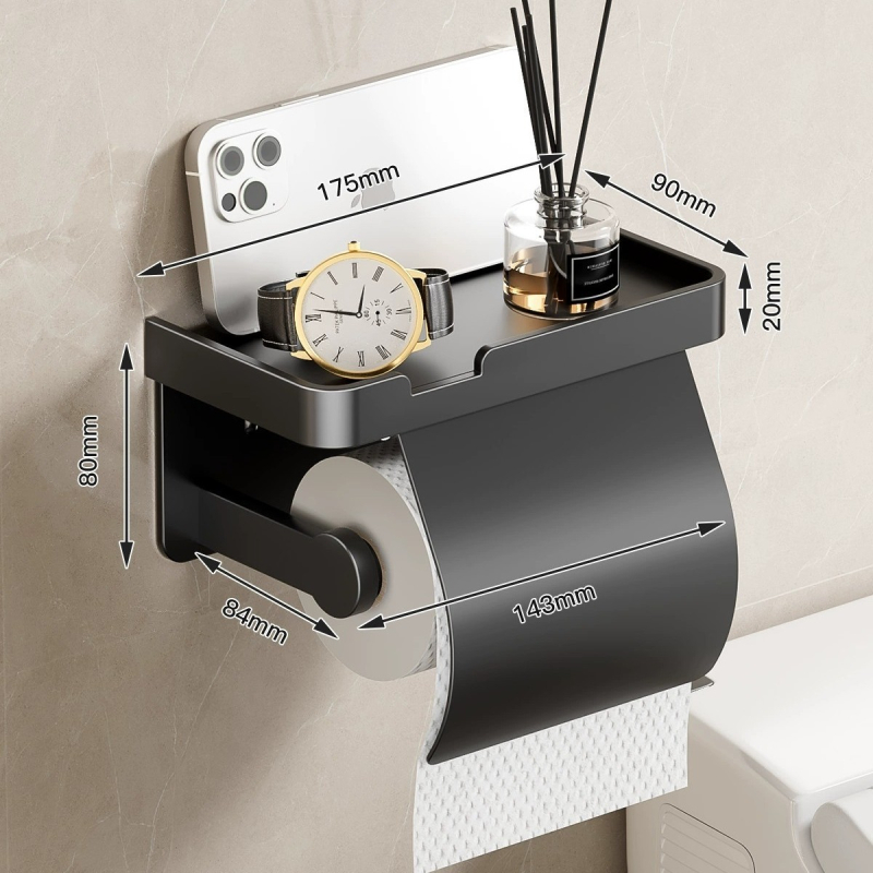 Tualetinio popieriaus dėžutė, prie sienos tvirtinama tualetinio popieriaus lentynėlė, vonios kambario tualetinio popieriaus laikiklis be perforatoriaus, ritininis popierius, tualetinio popieriaus laikymo lentynėlė