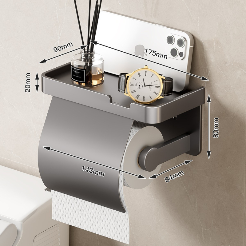 Tualetinio popieriaus dėžutė, prie sienos tvirtinama tualetinio popieriaus lentynėlė, vonios kambario tualetinio popieriaus laikiklis be perforatoriaus, ritininis popierius, tualetinio popieriaus laikymo lentynėlė