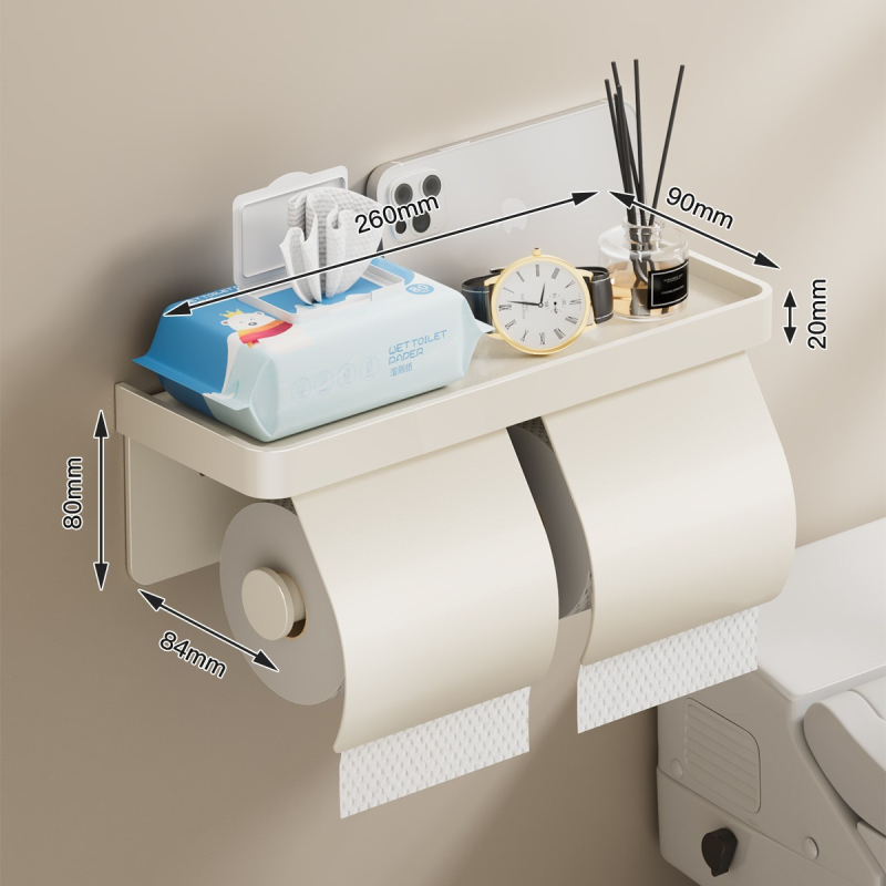 Tualetinio popieriaus dėžutė, prie sienos tvirtinama tualetinio popieriaus lentynėlė, vonios kambario tualetinio popieriaus laikiklis be perforatoriaus, ritininis popierius, tualetinio popieriaus laikymo lentynėlė