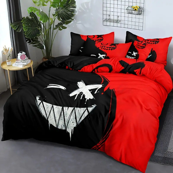 Juodai raudona dėlionė, 3D didelės raiškos skaitmeninis spausdinimas, pūkinė antklodės užvalkalų komplektas, patalynė, pasienio linija